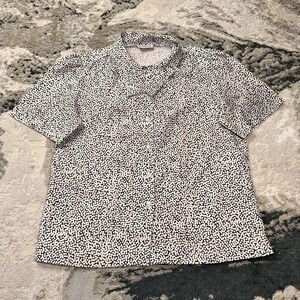 Vintage Rhoda Lee Blouse Top Womens 14 Black White Polka Dot Button Front Casual